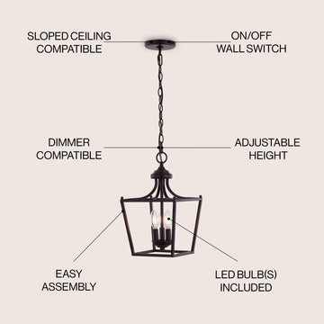 Camden Iron Classic Midcentury Pendant Lantern